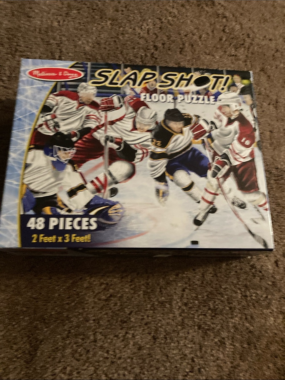 Melissa & Doug Slap Shot! Hockey Floor Puzzle - White/Red 48 pieces large pieces
